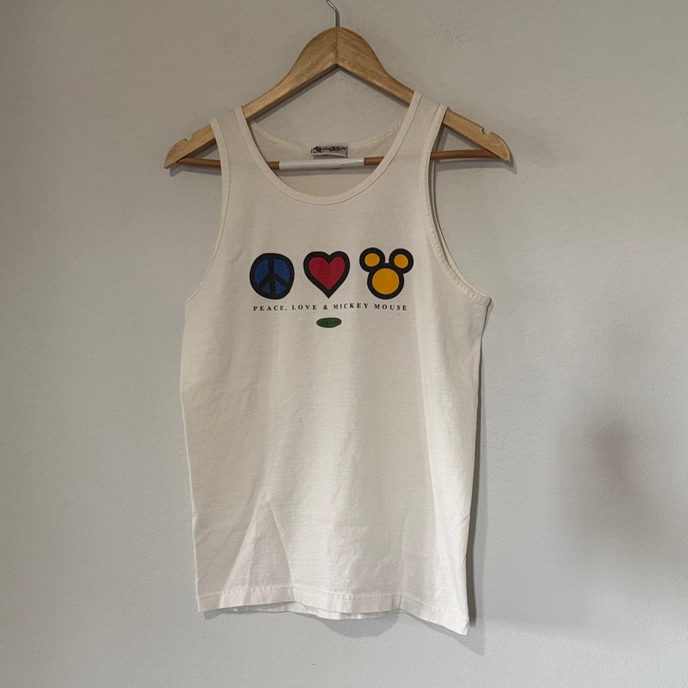 Vintage Mickey Mouse Tank Top / Peace Love / Made In USA / Small